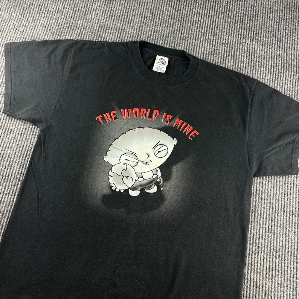 VTG 2004 Family Guy Stewie Griffin The World Is Mine T-Shirt Black Large Delta